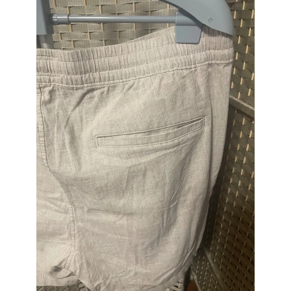 Abercrombie & Fitch Mens XL Linen Blend Stretch Pull On Shorts Oatmeal Beige